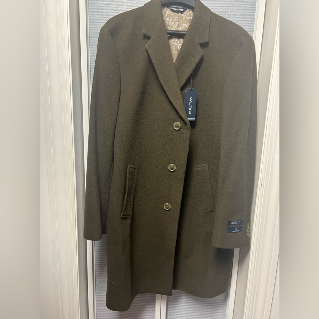 Nautica WoolCashmere Blend Mens Barge Classic Fit 44r Olive